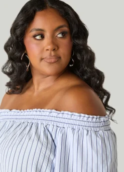 Striped Off The Shoulder Dress