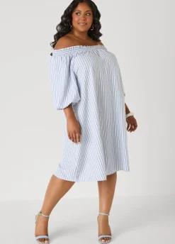 Striped Off The Shoulder Dress