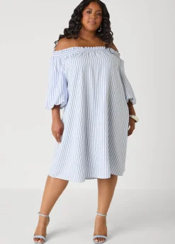 Striped Off The Shoulder Dress