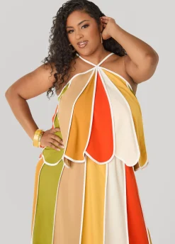 Striped Paneled Swing Top