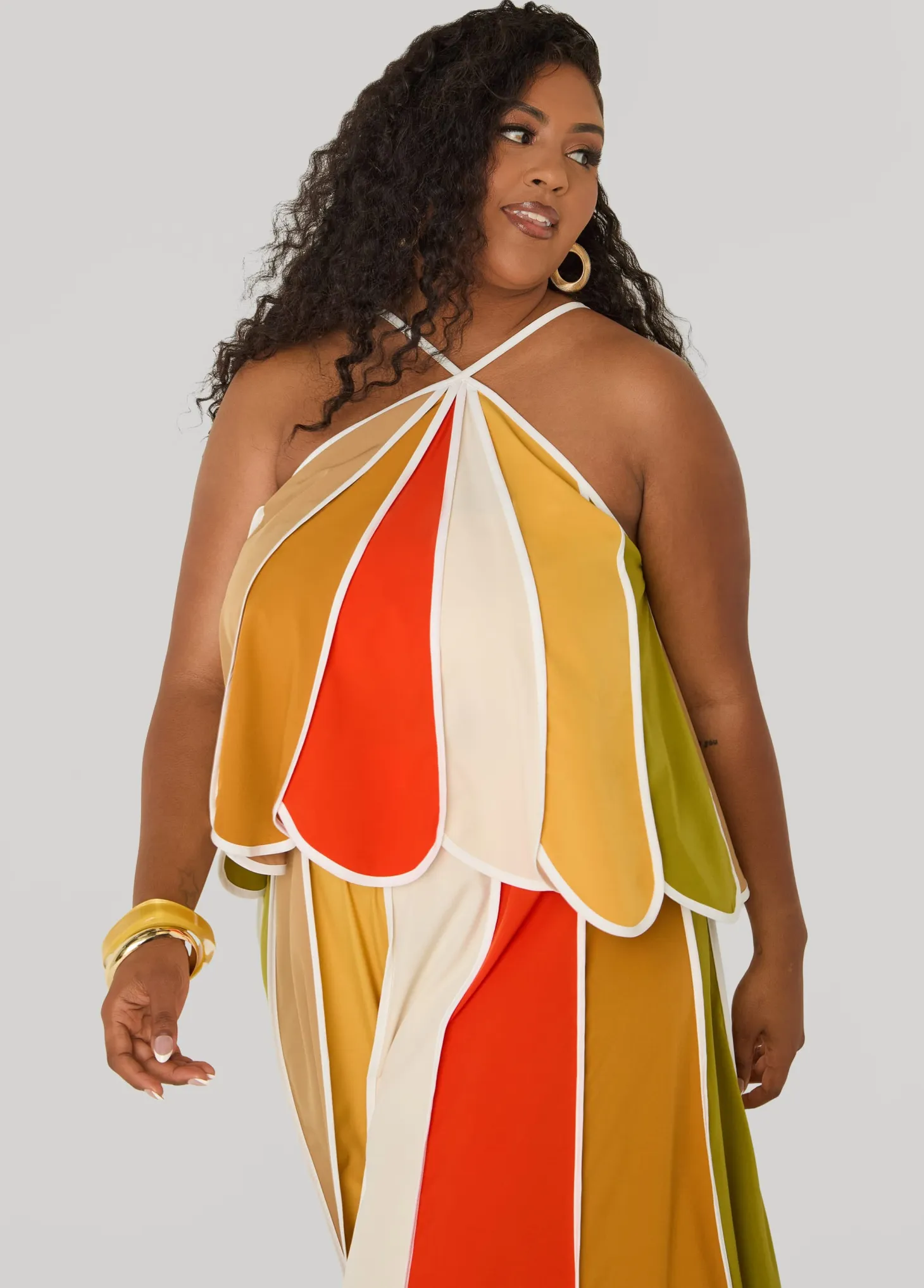Striped Paneled Swing Top