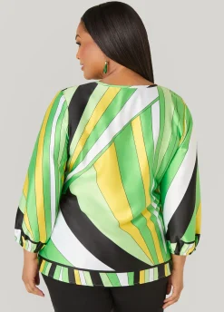 Striped Satin Wrap Top