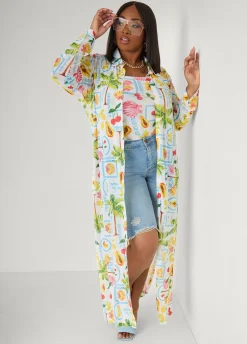 Summer Print Mesh Duster