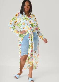 Summer Print Mesh Duster