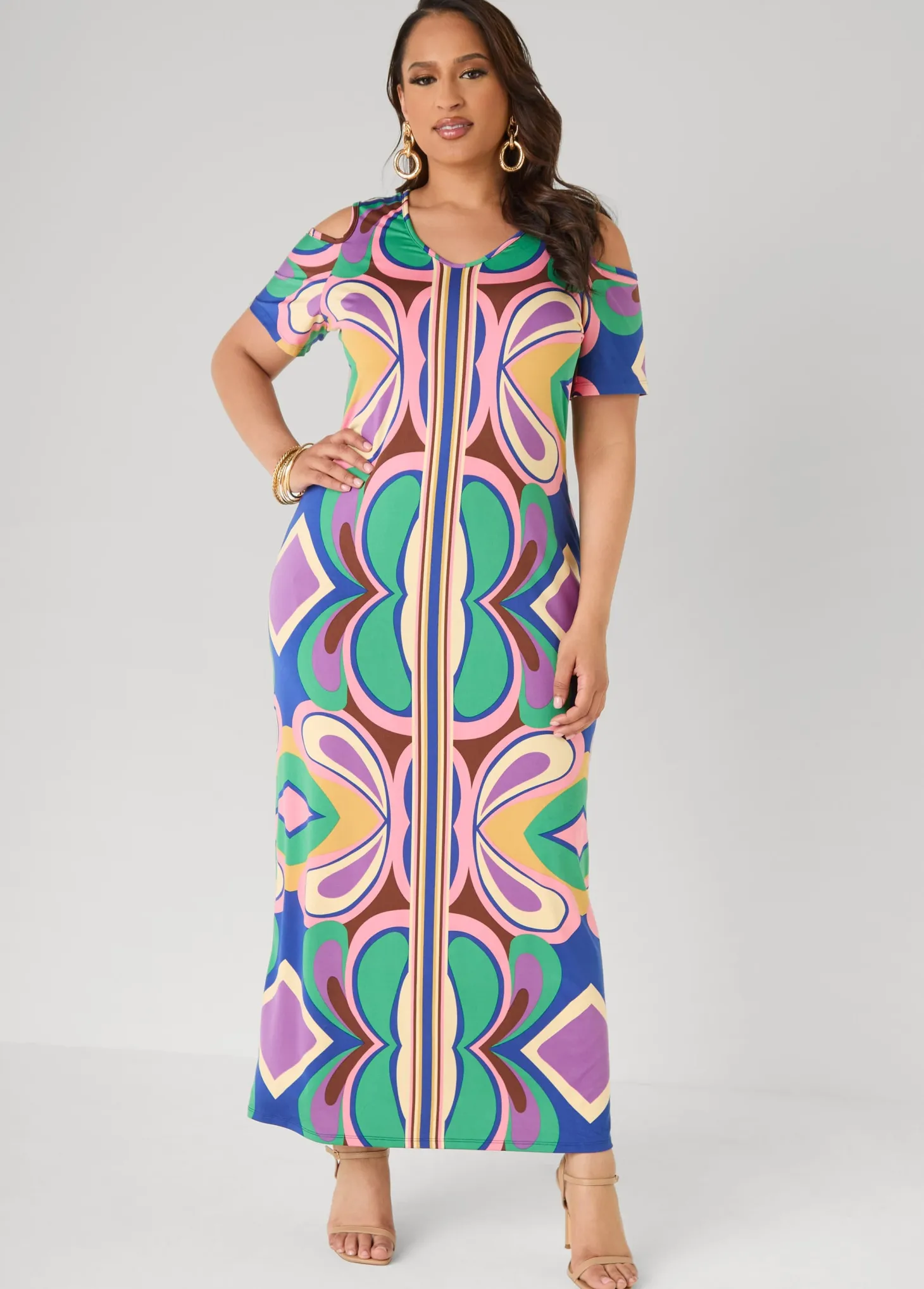 Tall Cold Shoulder Printed Maxi Dress