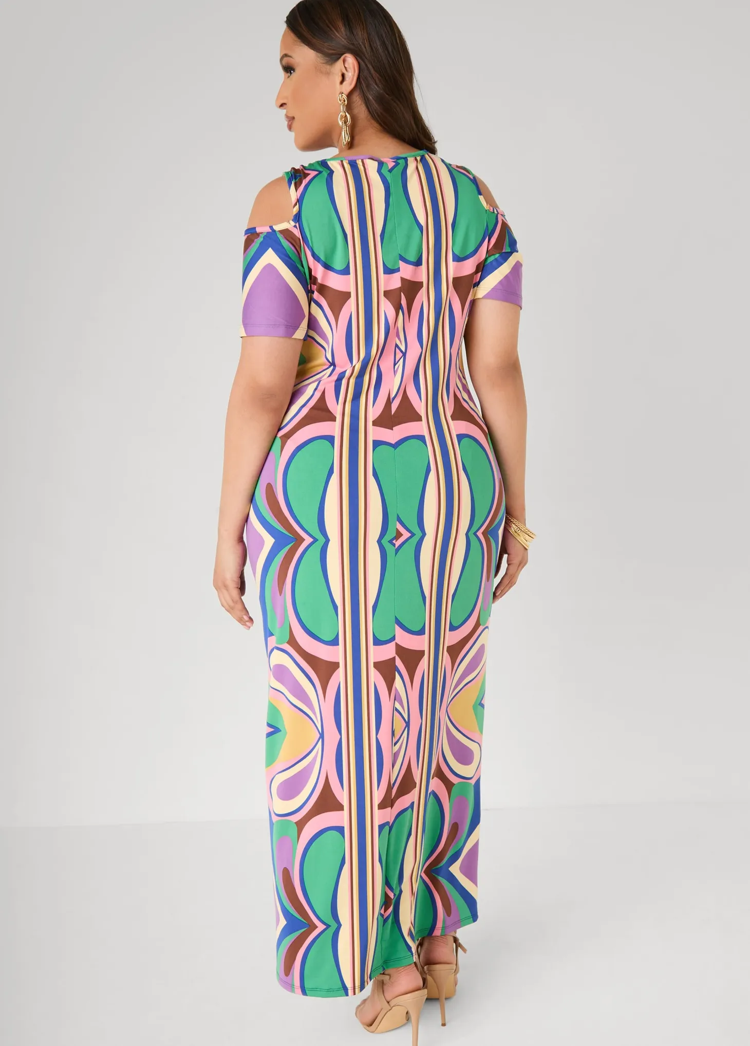 Tall Cold Shoulder Printed Maxi Dress