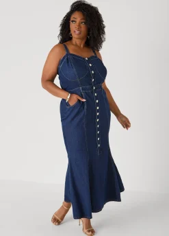 Tall Sweetheart Maxi Denim Dress
