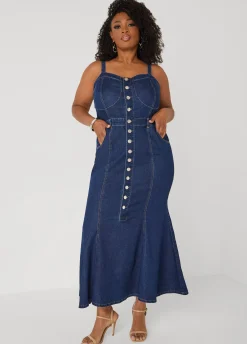 Tall Sweetheart Maxi Denim Dress