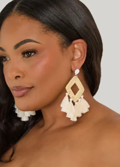 Tasseled Raffia Earrings