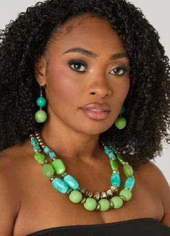 Textured Bead Necklace Set