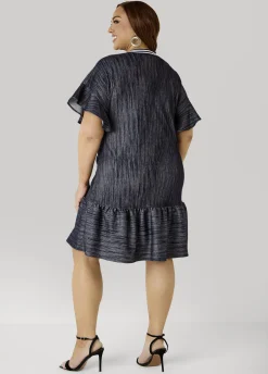 Textured Denim Babydoll Dress