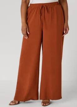 Textured Drawstring Wide Leg Pants
