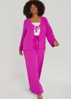 Textured Drawstring Wide Leg Pants