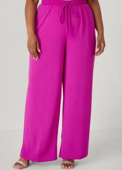 Textured Drawstring Wide Leg Pants