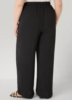 Textured Drawstring Wide Leg Pants