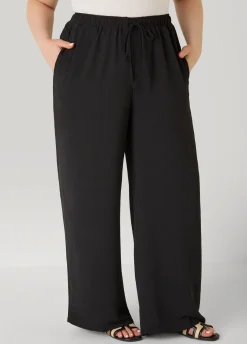 Textured Drawstring Wide Leg Pants