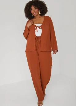 Textured Drawstring Wide Leg Pants