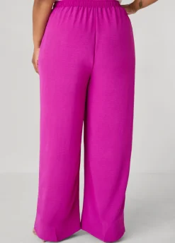 Textured Drawstring Wide Leg Pants