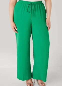 Textured Drawstring Wide Leg Pants