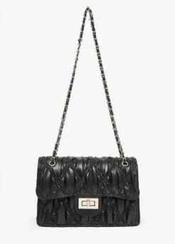 Textured Faux Leather Flap Bag