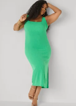 Textured Square Neck Midaxi Dress