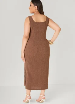 Textured Square Neck Midaxi Dress