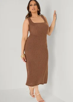Textured Square Neck Midaxi Dress