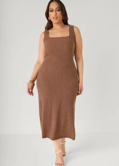 Textured Square Neck Midaxi Dress
