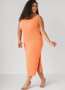 Textured Square Neck Midaxi Dress