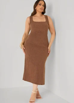 Textured Square Neck Midaxi Dress