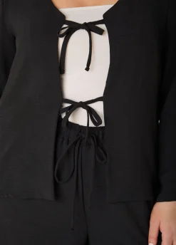 Textured Tie Front Jacket