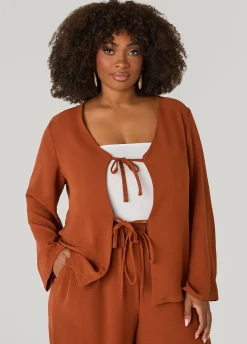 Textured Tie Front Jacket