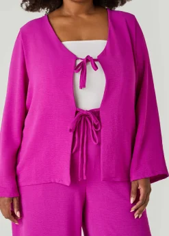 Textured Tie Front Jacket