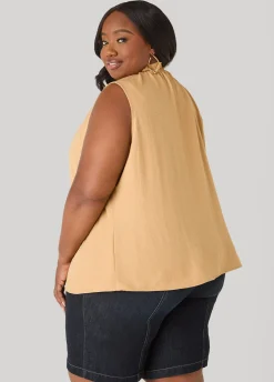 Textured Tie Neck Keyhole Top