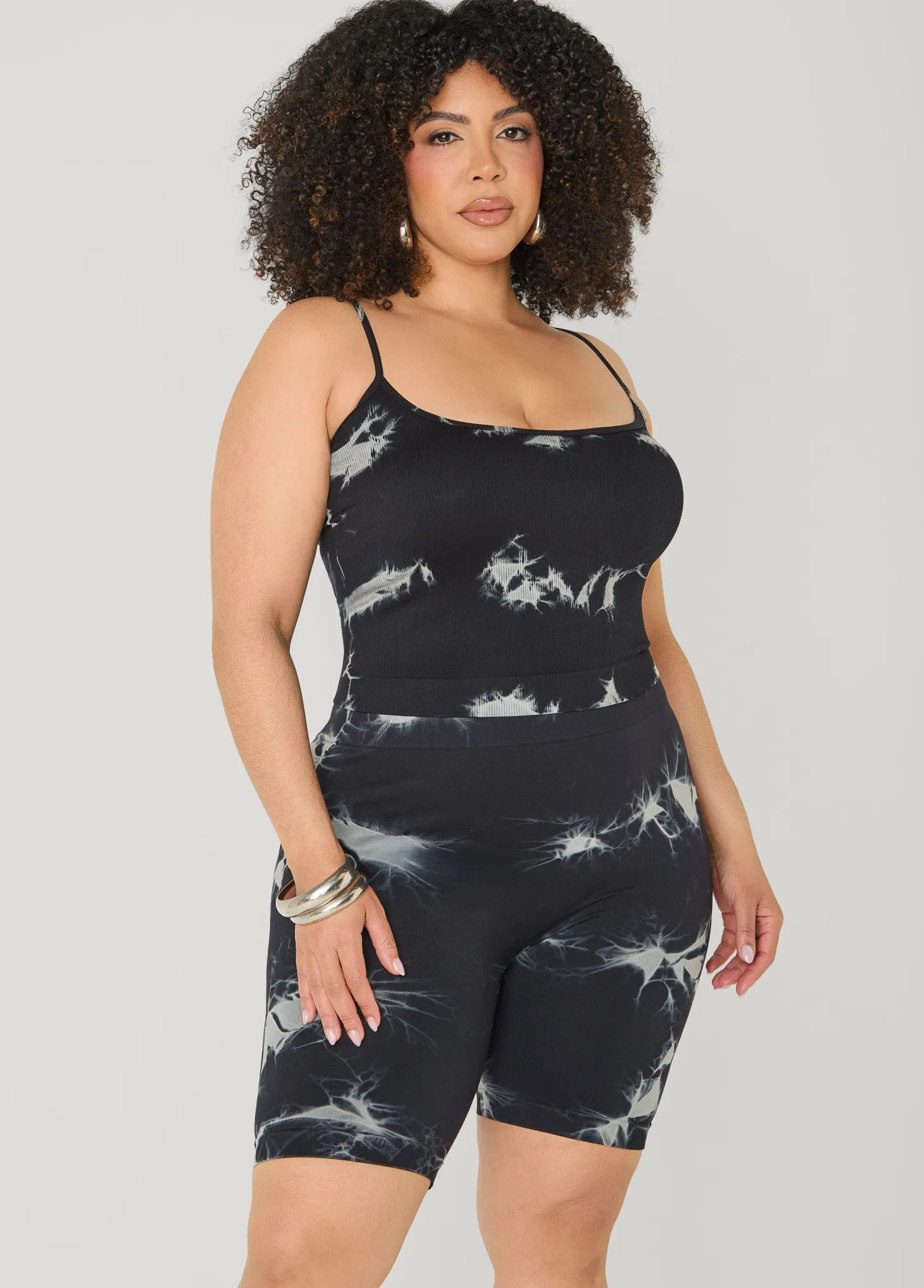 Tie Dyed Tank And Biker Shorts Set