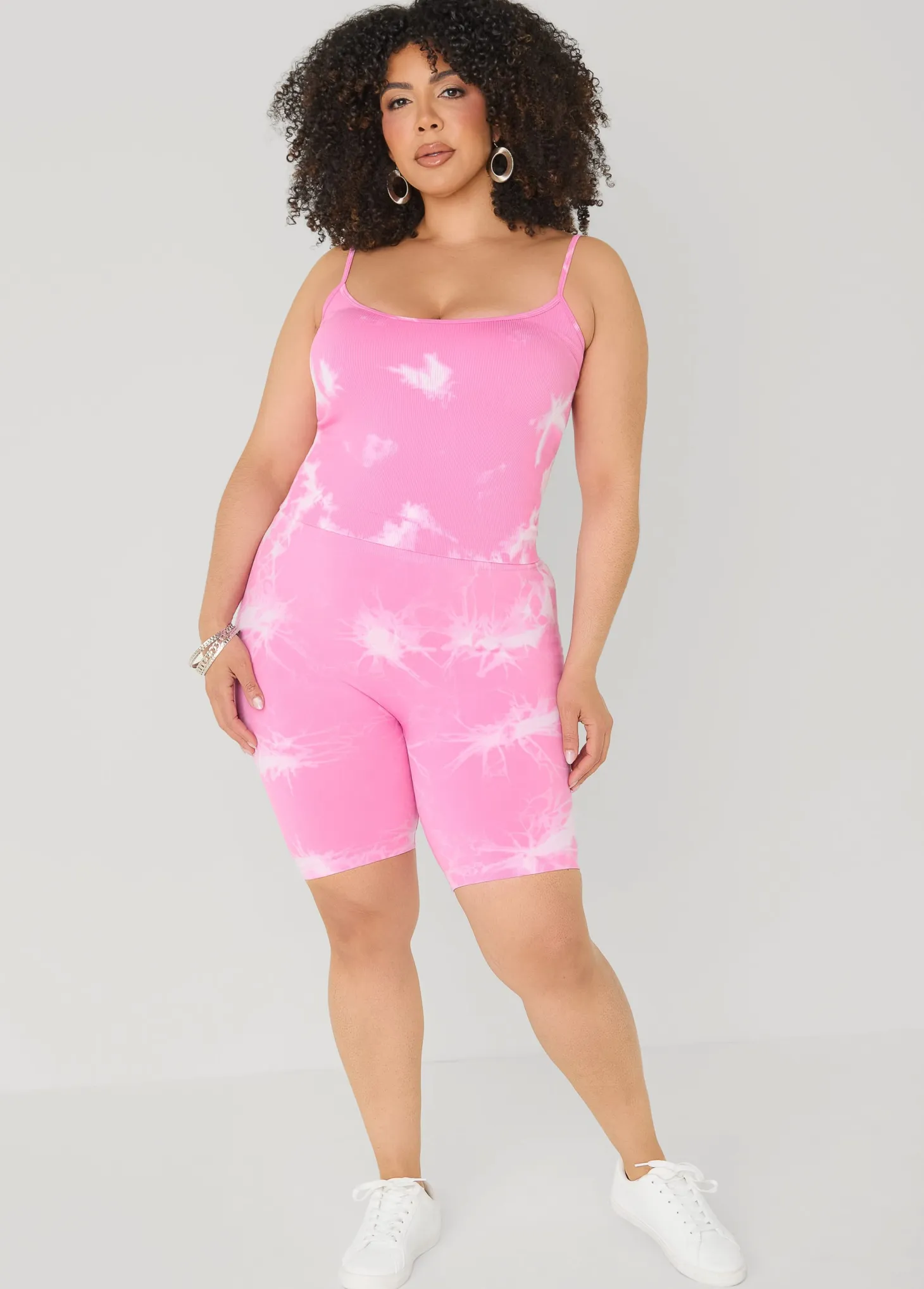 Tie Dyed Tank And Biker Shorts Set