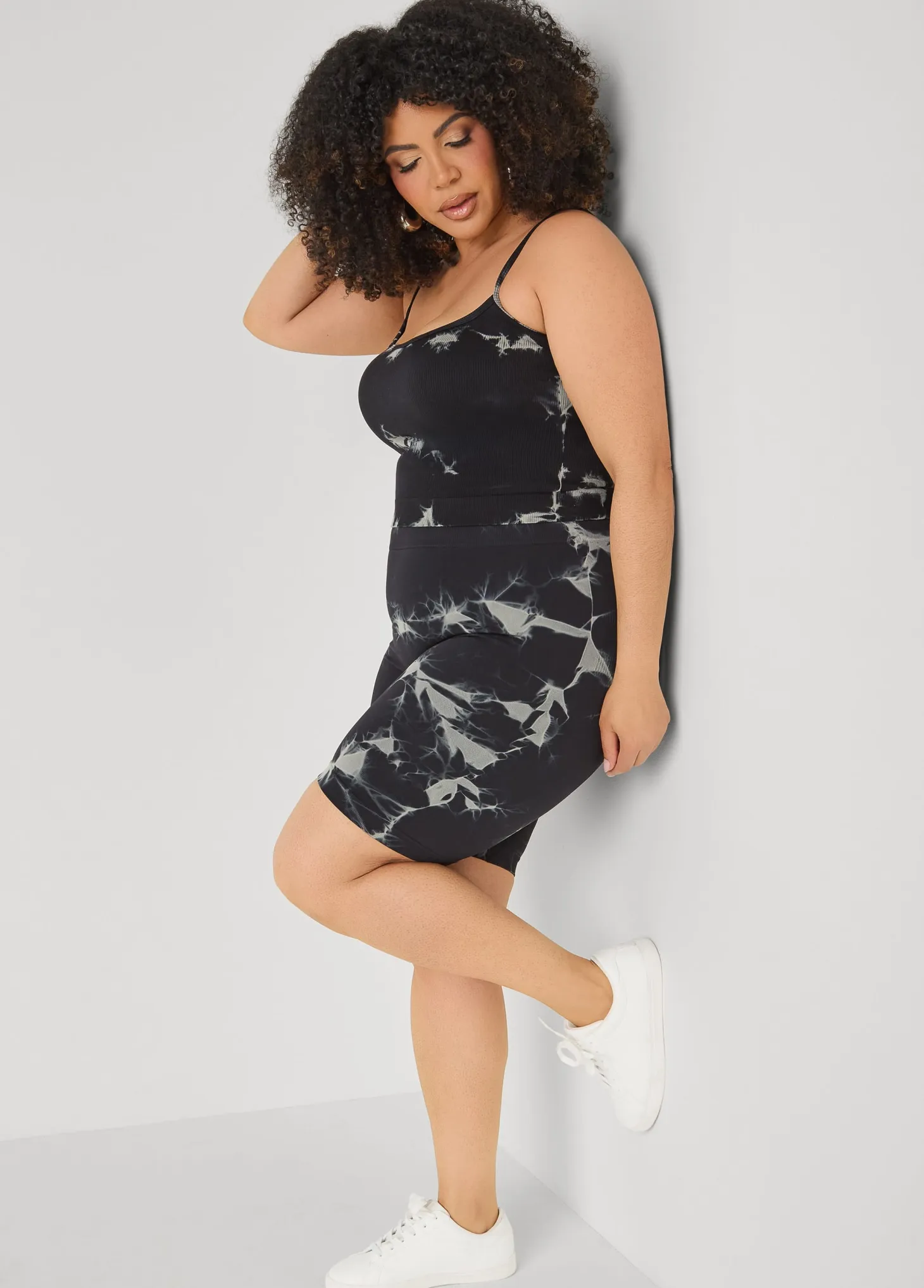 Tie Dyed Tank And Biker Shorts Set