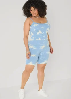 Tie Dyed Tank And Biker Shorts Set