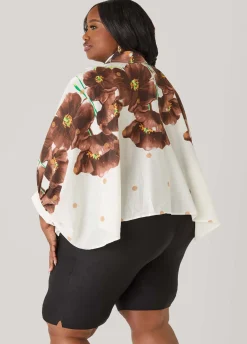 Tie Front Floral Cotton Shirt