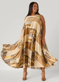Tie Neck Printed Maxi Dress