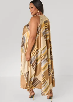 Tie Neck Printed Maxi Dress