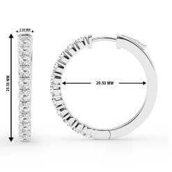0.50 To 2 Carat Round Lab Diamond Single Row Hoop Earrings In Sterling Silver