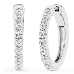 0.50 To 2 Carat Round Lab Diamond Single Row Hoop Earrings In Sterling Silver