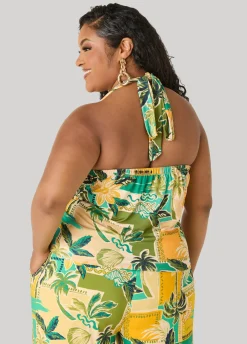Tropical Print Halter Top