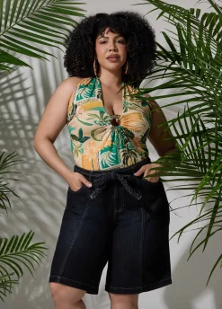 Tropical Print Halter Top