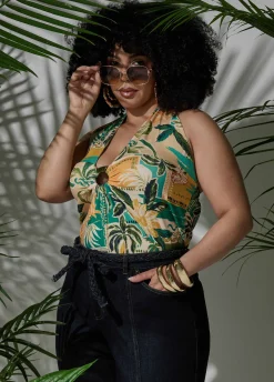 Tropical Print Halter Top