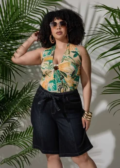 Tropical Print Halter Top