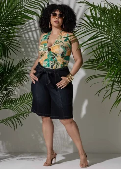 Tropical Print Halter Top