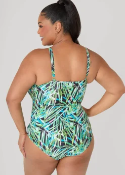 Tropical Zip Front Swimsuit