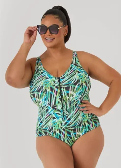 Tropical Zip Front Swimsuit